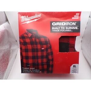 Milwaukee Gridiron Flannel Shirt Mens XL Red Black Buffalo Check Cotton M551R-XL